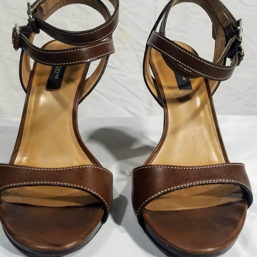 Ann Taylor Loft Brown Leather Sandals Sz9 2 Straps